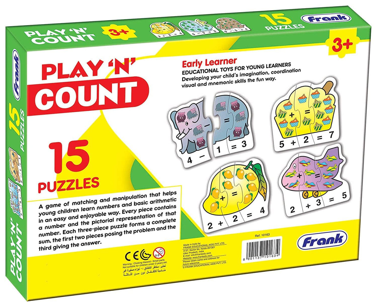 Frank Play ‘n’ Count Puzzle | Early Learner (75 pcs) | 15 Self-Correcting Matching Puzzles
