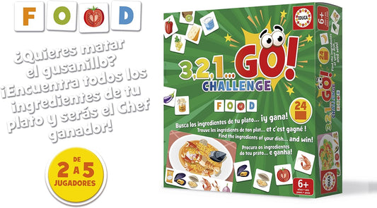 Educa 3,2,1 GO Challenge Food | 24 Mini Puzzles | Brain Games Collection