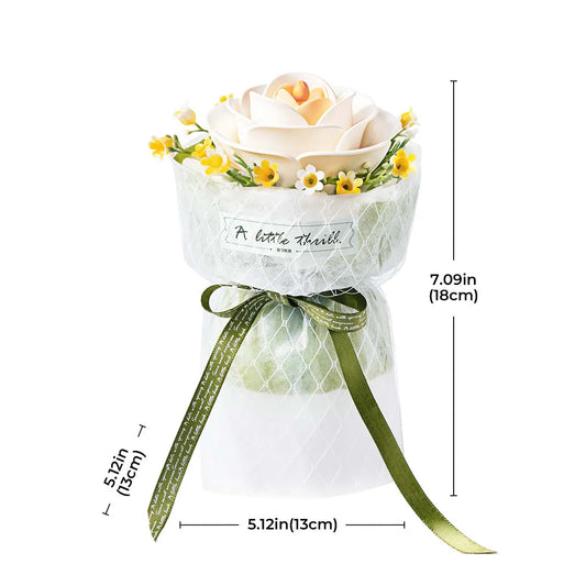 ROKR White Camellia DIY 3D Wooden Flower Puzzle