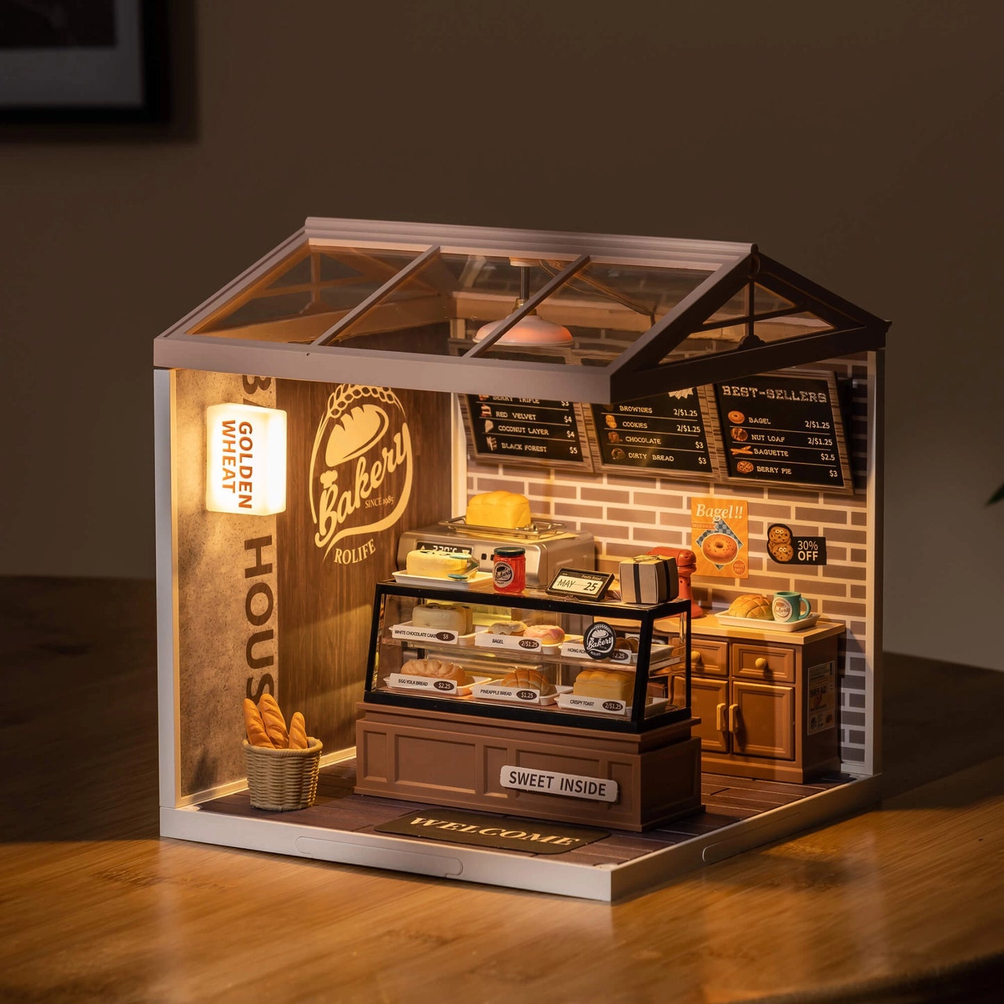 Rolife Super Creator Golden Wheat Bakery DIY Miniature House Kit