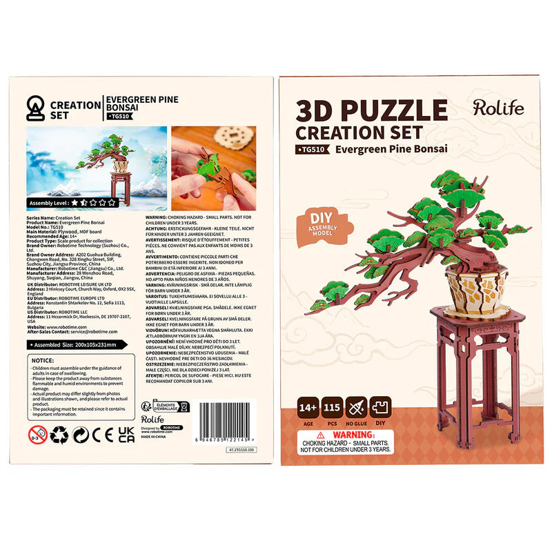 Rolife Evergreen Pine Bonsai DIY 3D Wooden Puzzle
