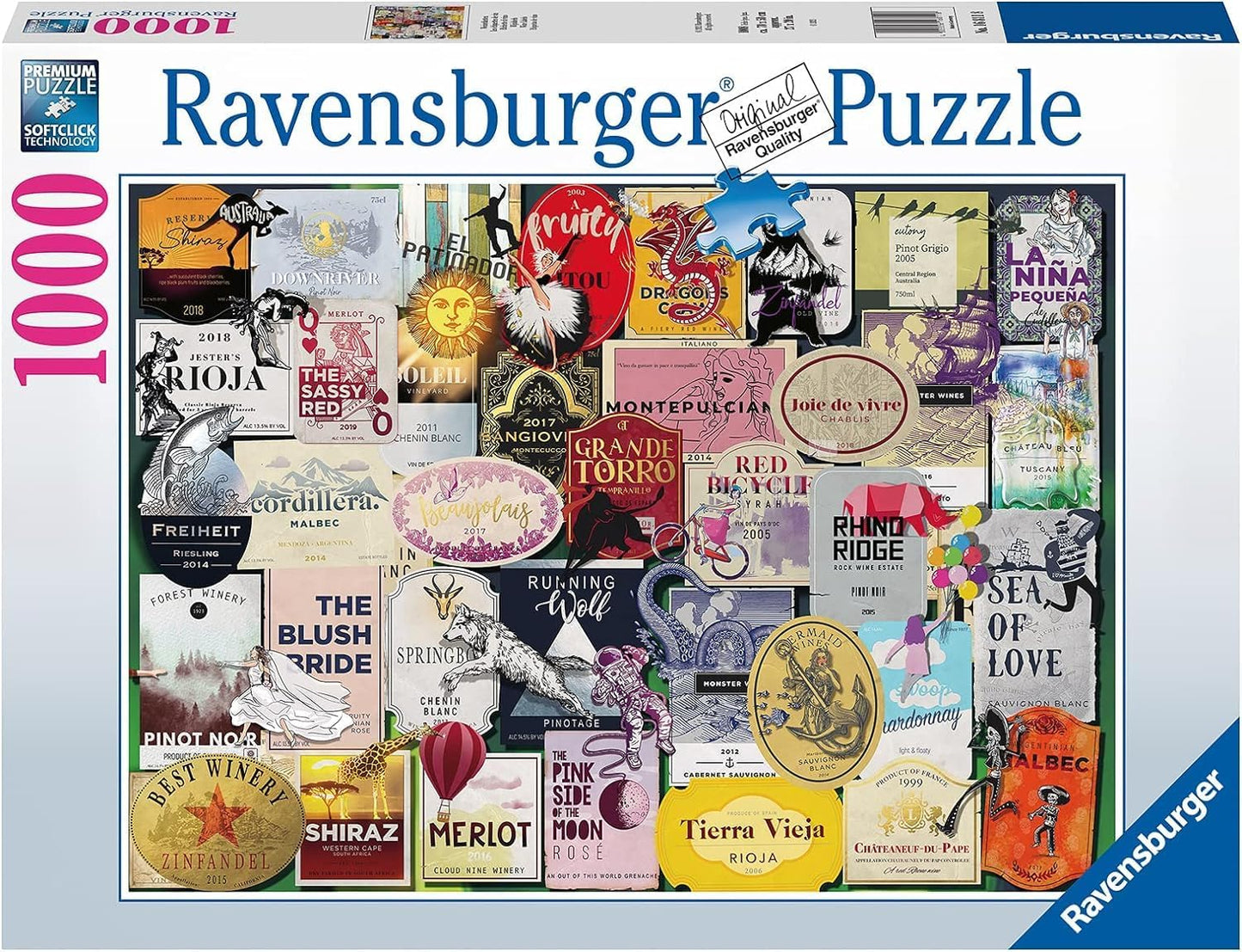 Ravensburger Puzzle | Wine Label Theme | 1000 Pieces | Fun Brain Challenge for Adults