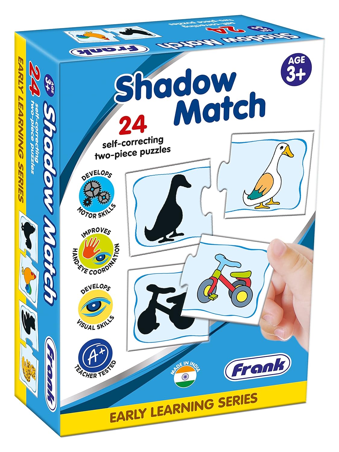 Frank Shadow Match Puzzle | 48 Pieces | 24 Self-Correcting 2-Piece Puzzles | Early Learner Kids 3+