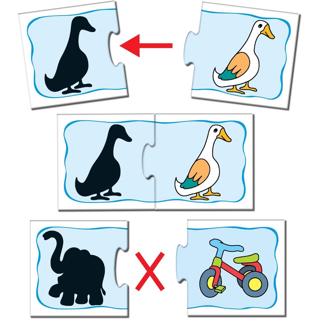 Frank Shadow Match Puzzle | 48 Pieces | 24 Self-Correcting 2-Piece Puzzles | Early Learner Kids 3+