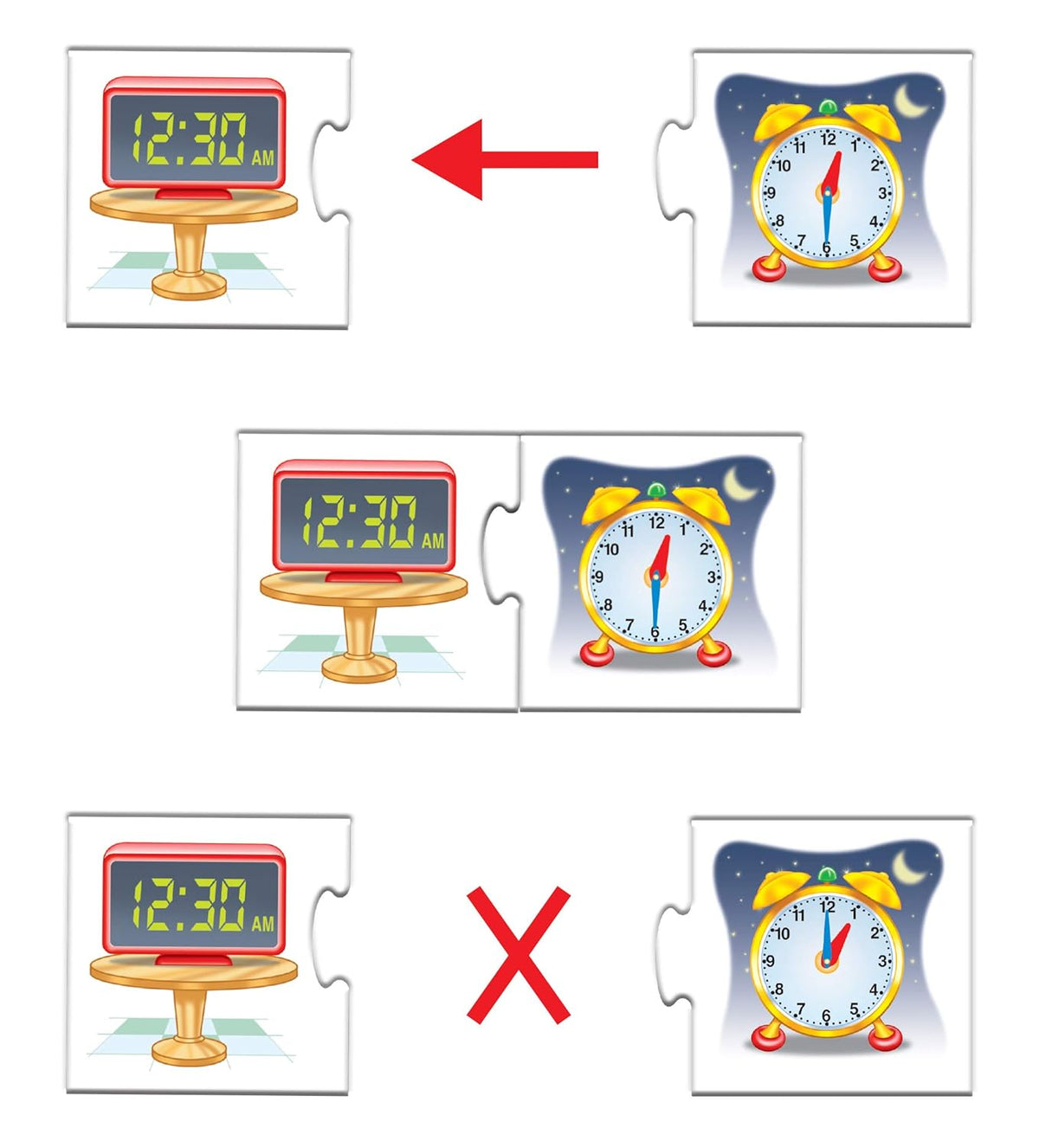 Frank Tell the Time Early Learning Matching Puzzle for Kids 48 Pieces