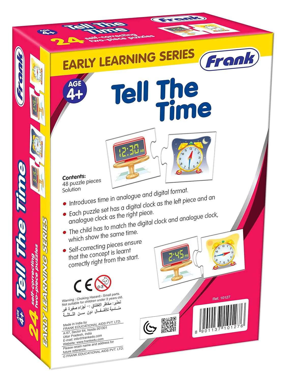 Frank Tell the Time Early Learning Matching Puzzle for Kids 48 Pieces