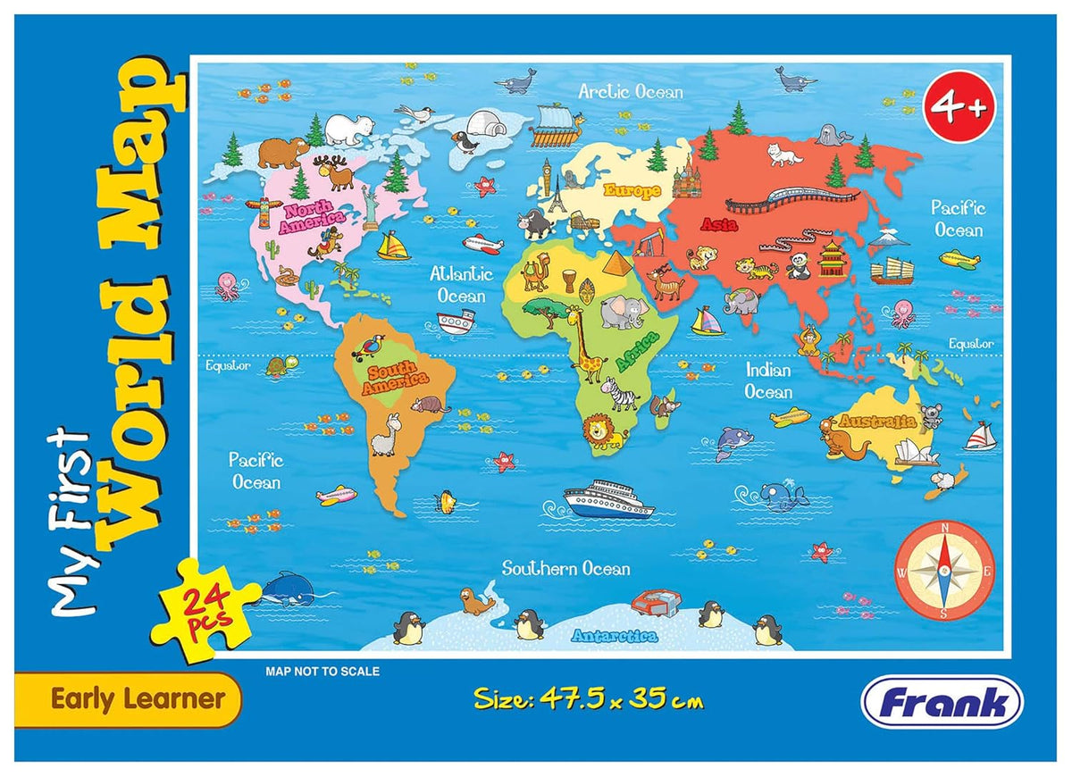 Frank My First World Map | 24pcs Educational Puzzle | Early Learning Game