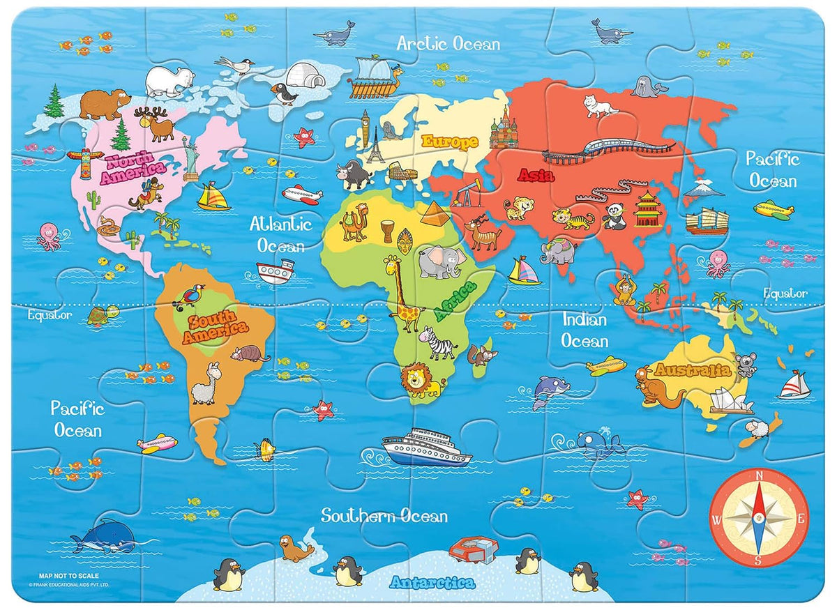 Frank My First World Map | 24pcs Educational Puzzle | Early Learning Game