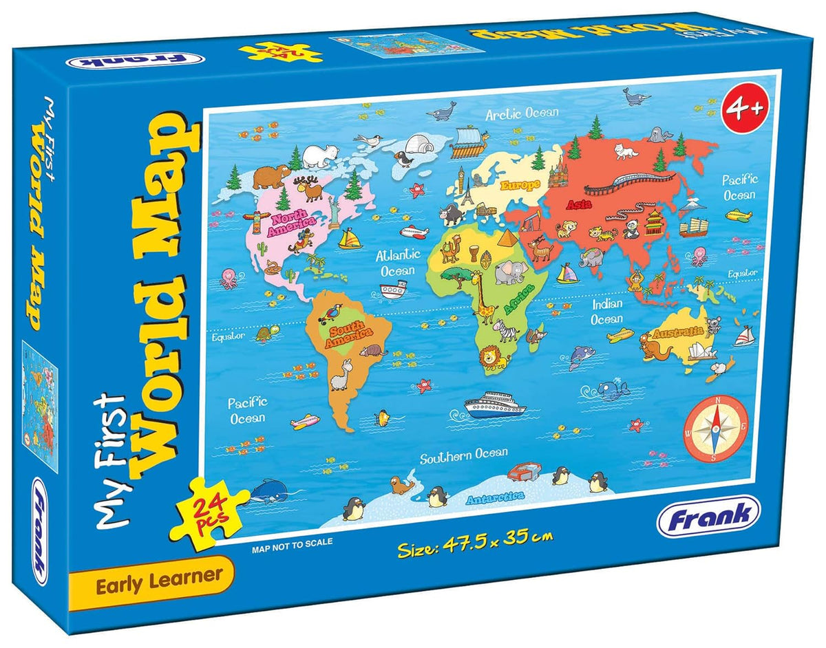 Frank My First World Map | 24pcs Educational Puzzle | Early Learning Game