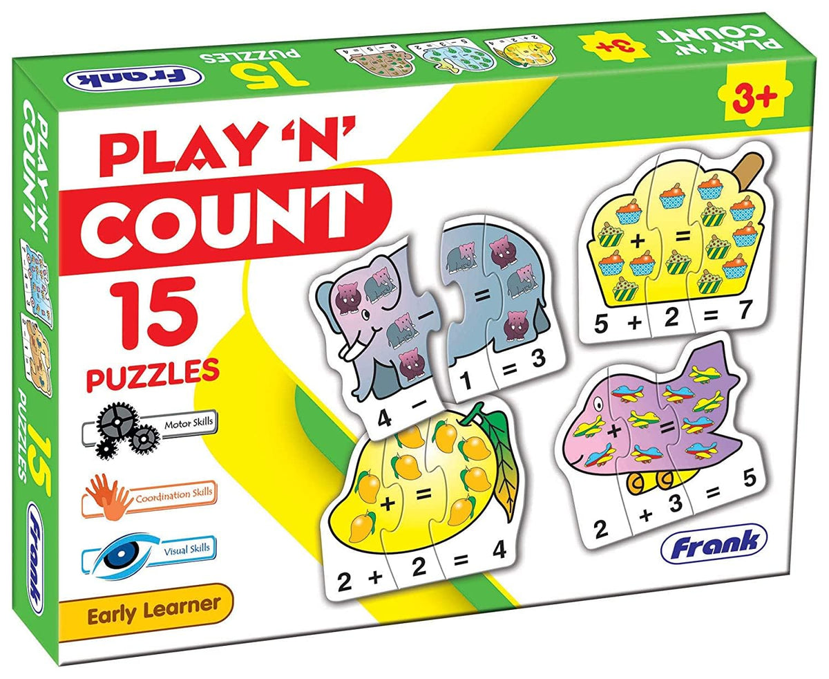 Frank Play ‘n’ Count Puzzle | Early Learner (75 pcs) | 15 Self-Correcting Matching Puzzles