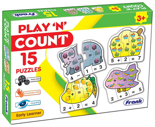 Frank Play ‘n’ Count Puzzle | Early Learner (75 pcs) | 15 Self-Correcting Matching Puzzles