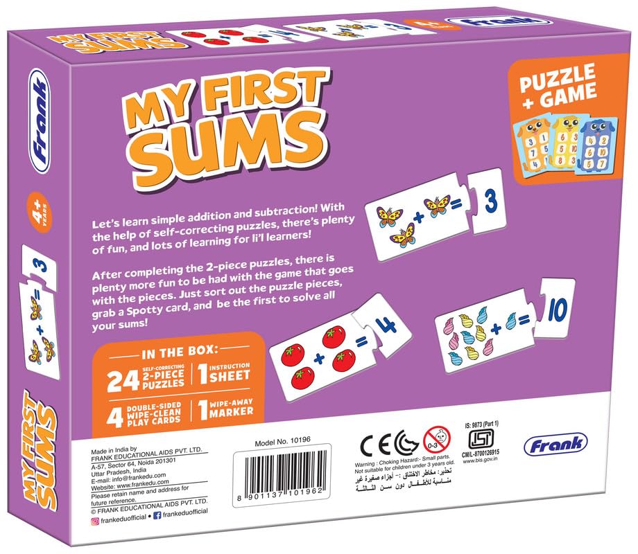 Frank My First Sums | Self-Correcting Puzzle & Game | Early Math Learning