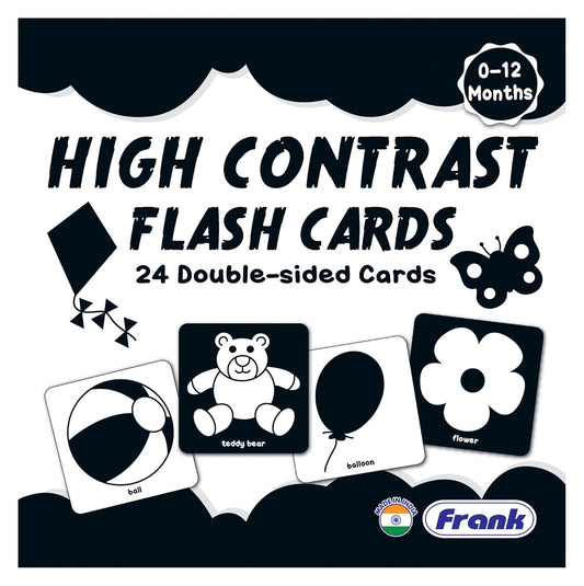 Frank High Contrast Baby Flash Cards | 24 Double-Sided Learning Cards | Visual Stimulation Set