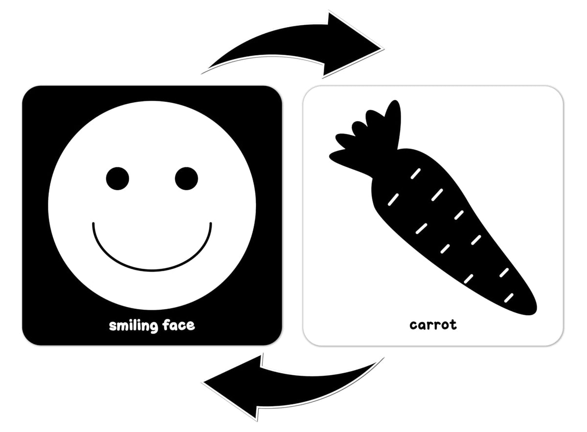 Frank High Contrast Baby Flash Cards | 24 Double-Sided Learning Cards | Visual Stimulation Set