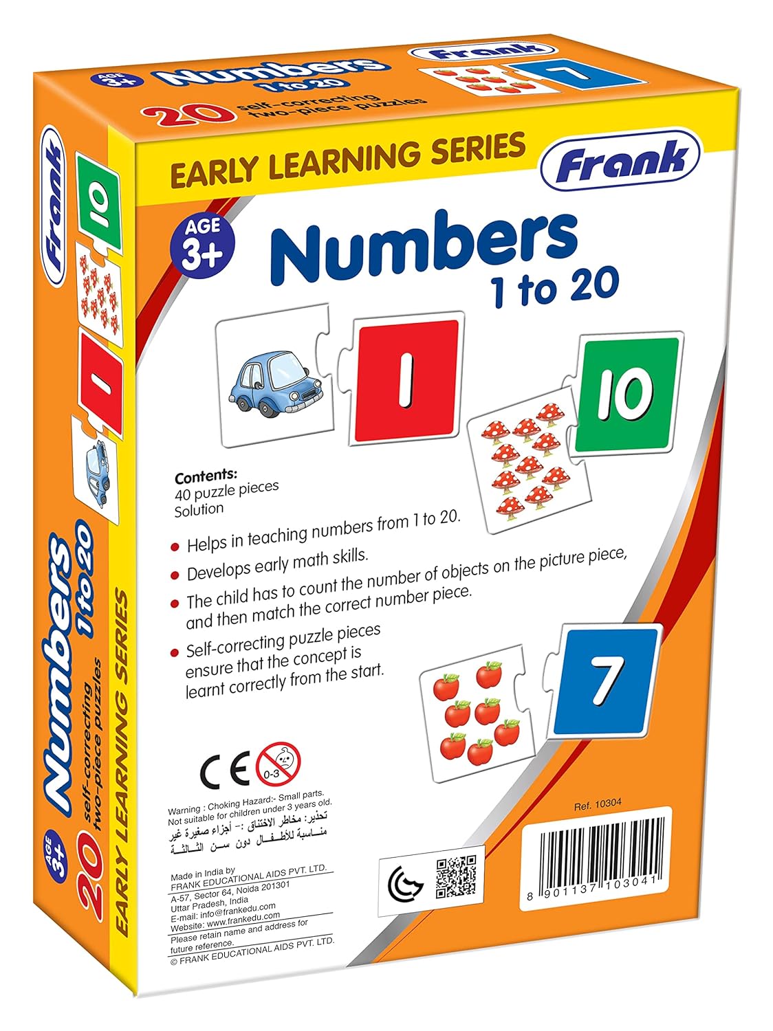 Frank Numbers 1–20 | 40pcs Self-Correcting Puzzle Set | Early Learning Game