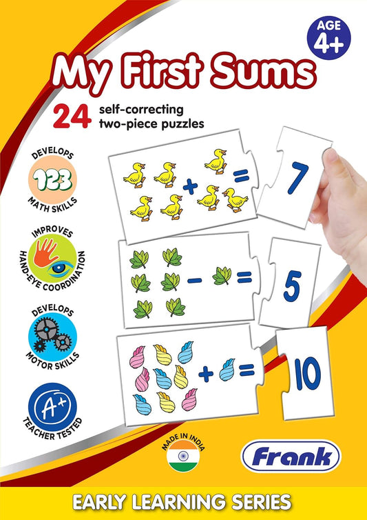 Frank | My First Sums Puzzle | 48 Pieces | 24 Self-Correcting 2-Piece Puzzles | Early Learning Math