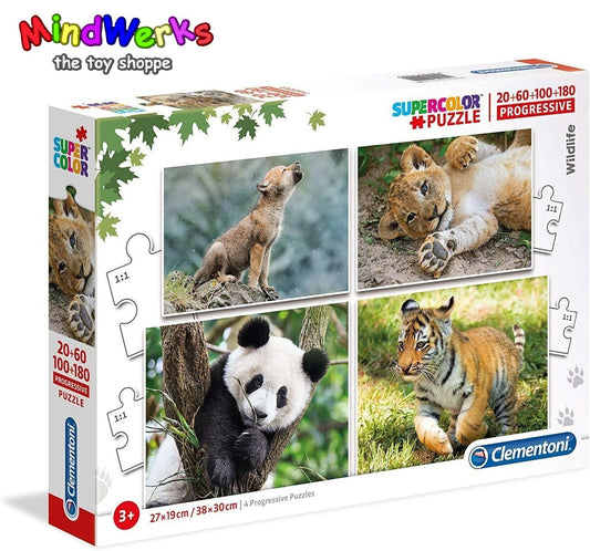 Clementoni Wildlife | 20+60+80+180pcs Puzzle Set | SuperColor Kids Collection
