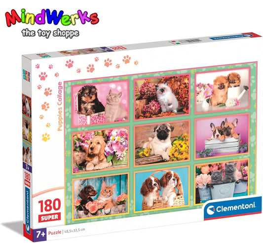 Clementoni Puppy Collage | 180pcs Puzzle | SuperColor Kids Collection
