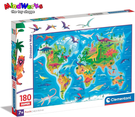 Clementoni Dinosaurs Map | 180pcs Puzzle | SuperColor Kids Collection