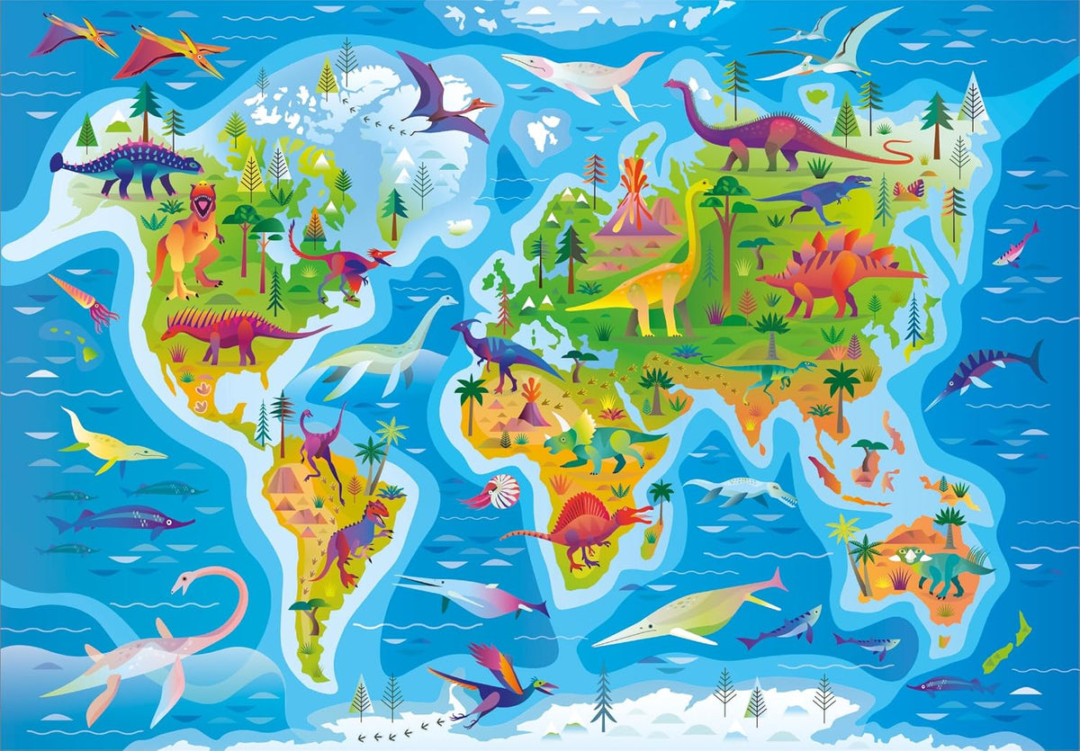Clementoni Dinosaurs Map | 180pcs Puzzle | SuperColor Kids Collection