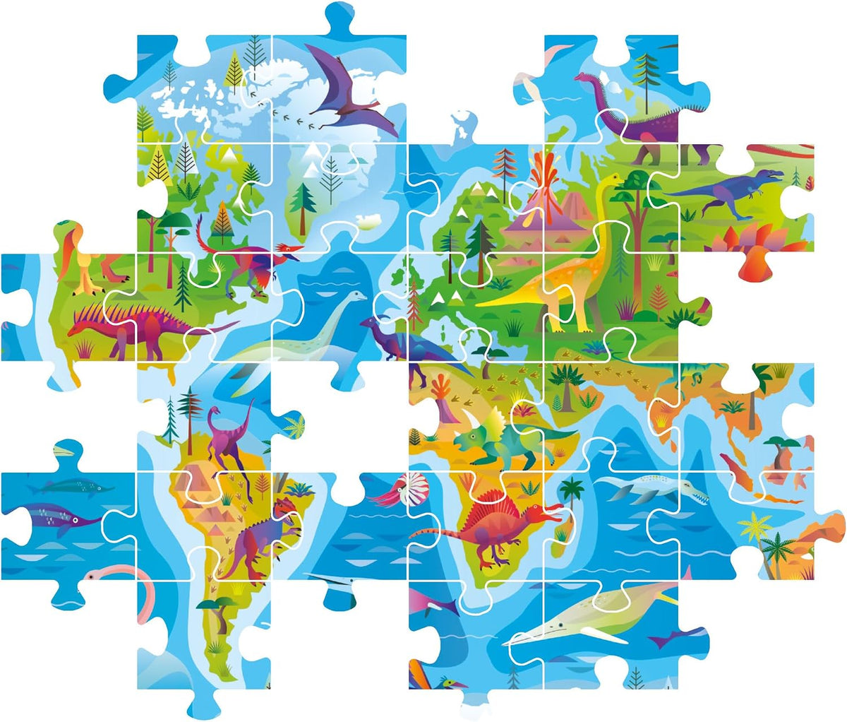 Clementoni Dinosaurs Map | 180pcs Puzzle | SuperColor Kids Collection