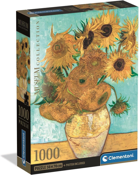 Clementoni - Sunflowers by Van Gogh - 1,000 pcs Jigsaw Puzzle - Museum Collection Compact Box (Made in Italy)