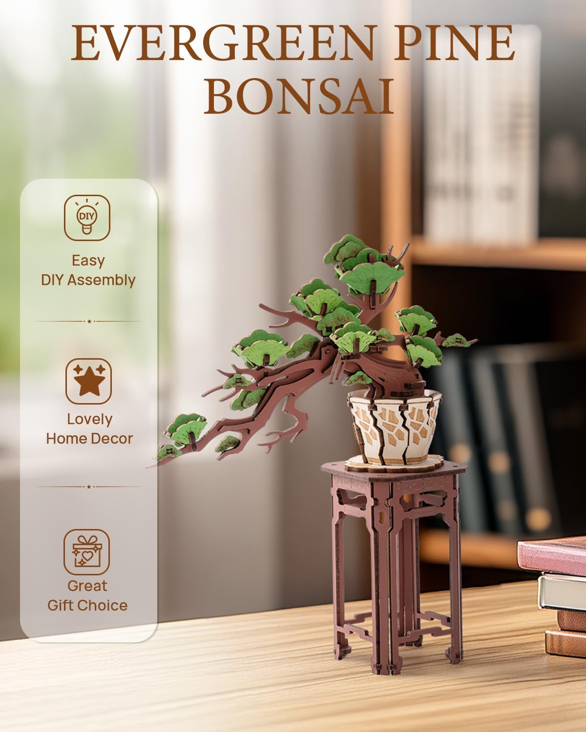 Rolife Evergreen Pine Bonsai DIY 3D Wooden Puzzle