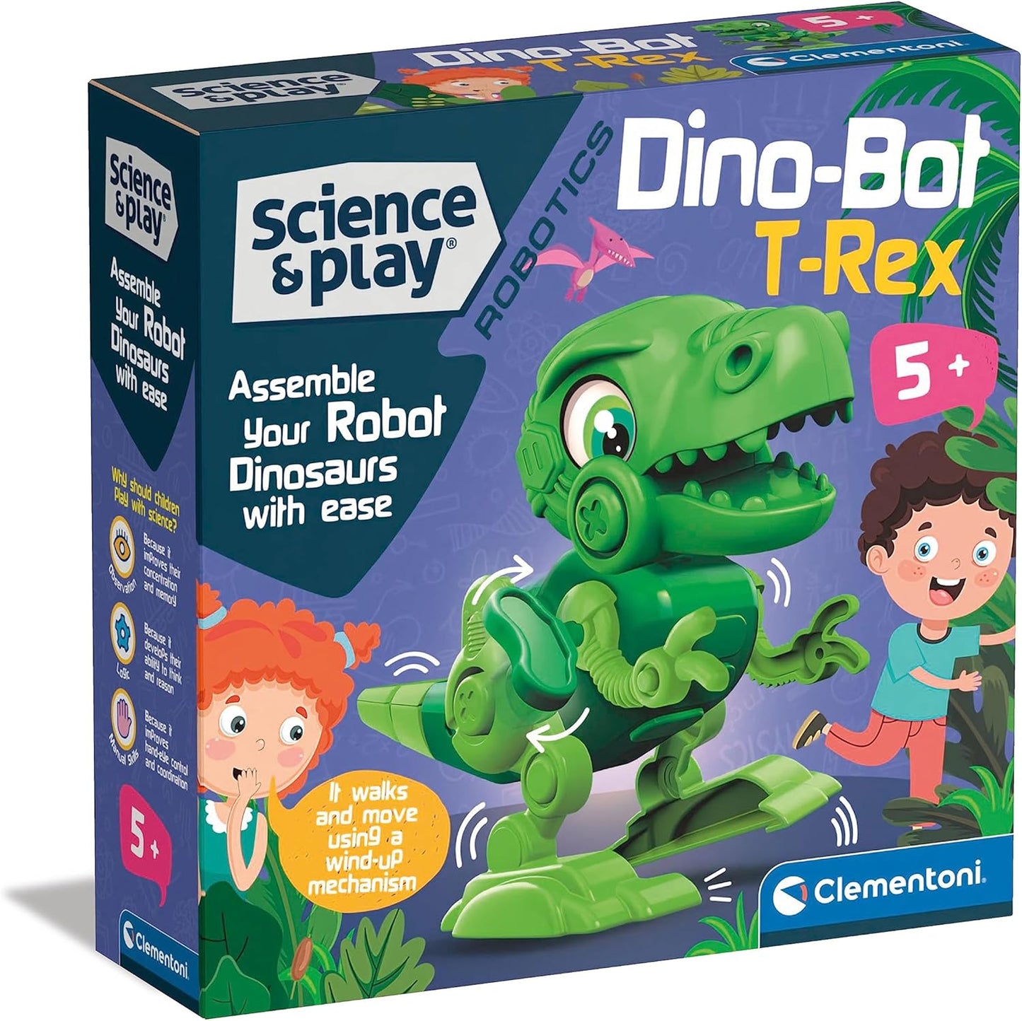 Clementoni Science & Play Dino Bot T-Rex | STEM Robot Building Kit | Educational Science Toy