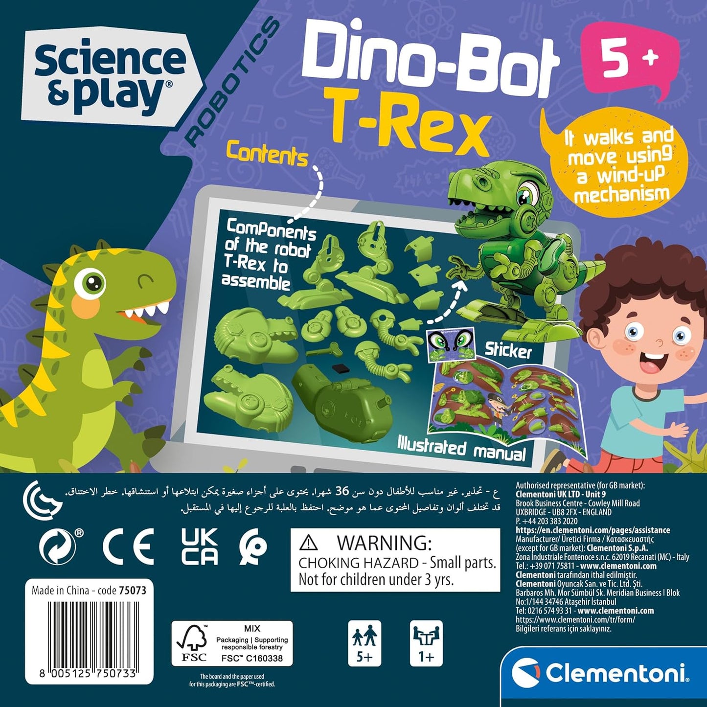 Clementoni Science & Play Dino Bot T-Rex | STEM Robot Building Kit | Educational Science Toy