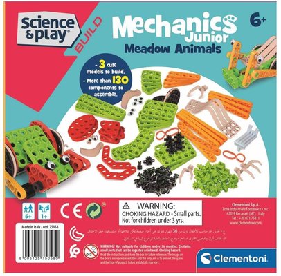Clementoni Mechanics Junior Meadow Animals | STEM Building Kit | Educational Science Toy