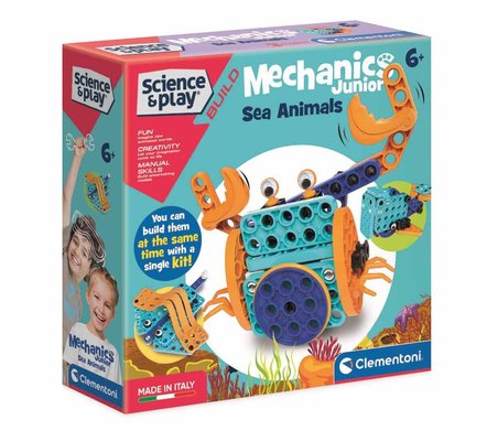 Clementoni Mechanics Junior Sea Animals Blue | STEM Building Kit | Educational Science Toy