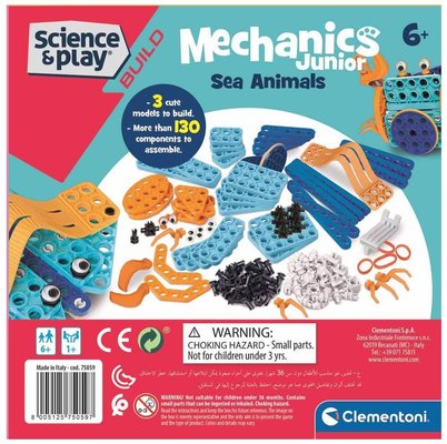 Clementoni Mechanics Junior Sea Animals Blue | STEM Building Kit | Educational Science Toy