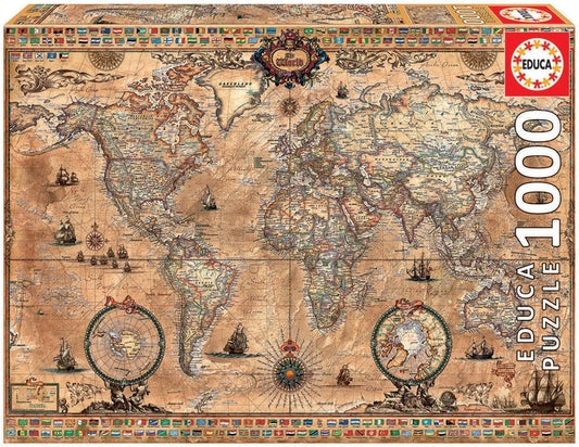 Educa Antique World Map | 1000pcs Jigsaw Puzzle | Maps Collection