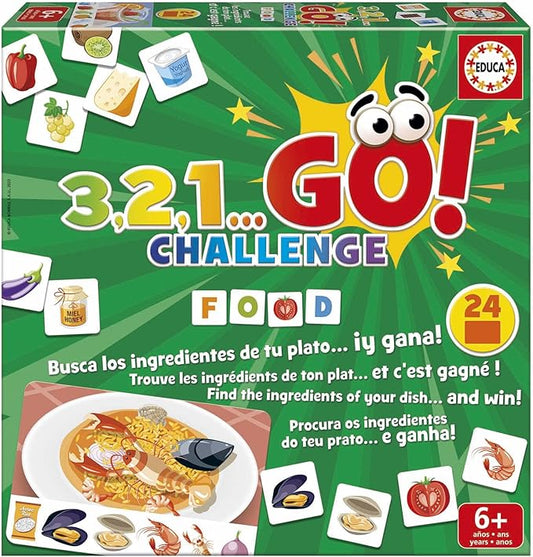 Educa 3,2,1 GO Challenge Food | 24 Mini Puzzles | Brain Games Collection