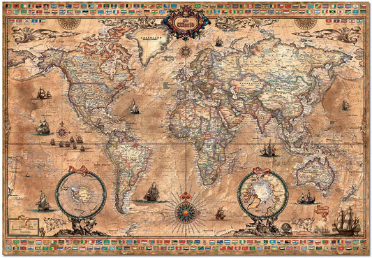 Educa Antique World Map | 1000pcs Jigsaw Puzzle | Maps Collection
