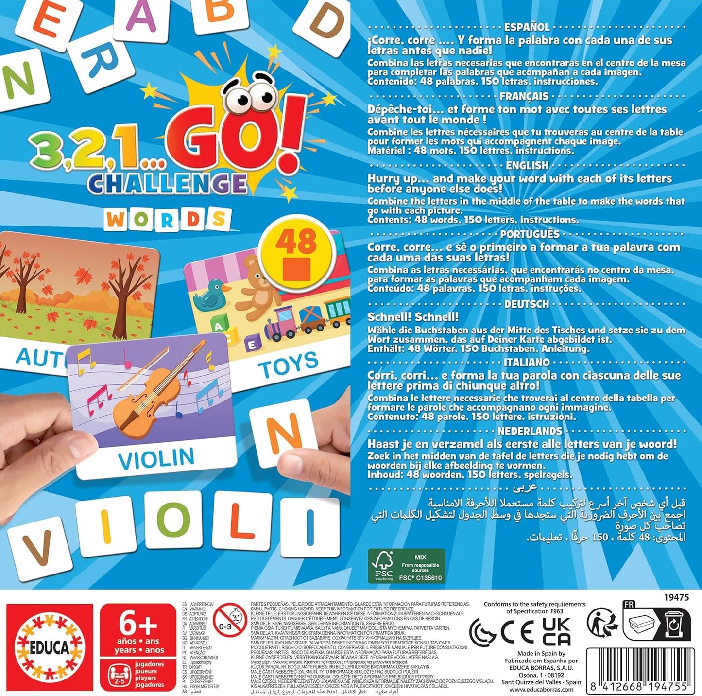 Educa 3,2,1 GO Challenge Words | Word Search Game | Brain Games Collection
