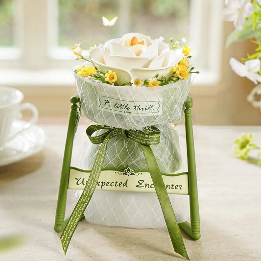 ROKR White Camellia DIY 3D Wooden Flower Puzzle