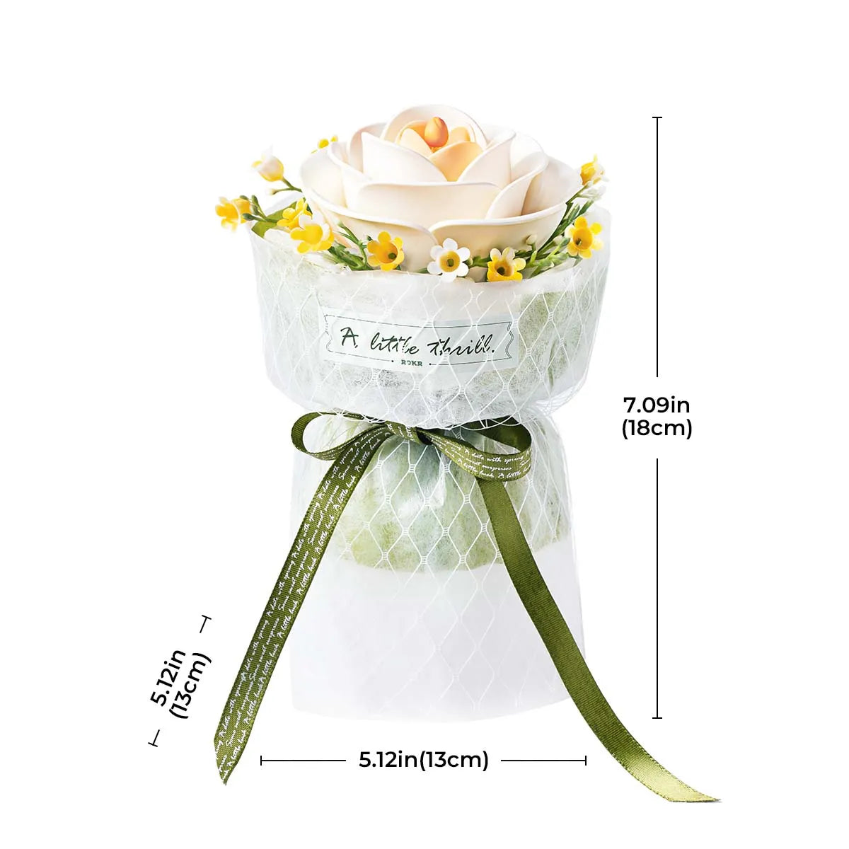 ROKR White Camellia DIY 3D Wooden Flower Puzzle