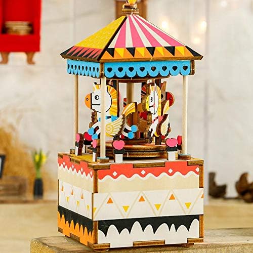 Robotime Merry-Go-Round | DIY Music Box Kit | Wooden Mechanical Model