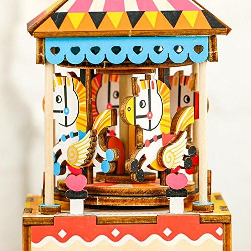 Robotime Merry-Go-Round | DIY Music Box Kit | Wooden Mechanical Model