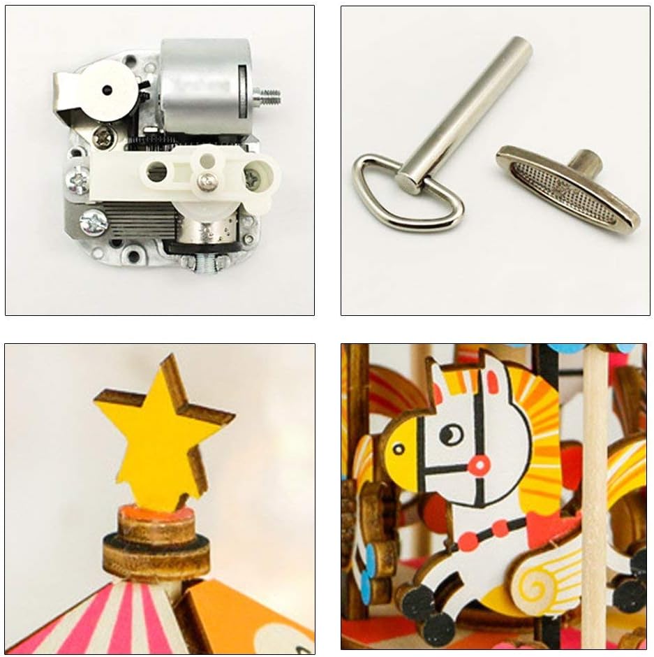 Robotime Merry-Go-Round | DIY Music Box Kit | Wooden Mechanical Model