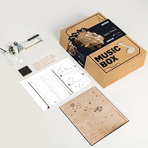 Robotime Space Vehicle Music Box | Wooden Model Kit | DIY Mechanical Music Box