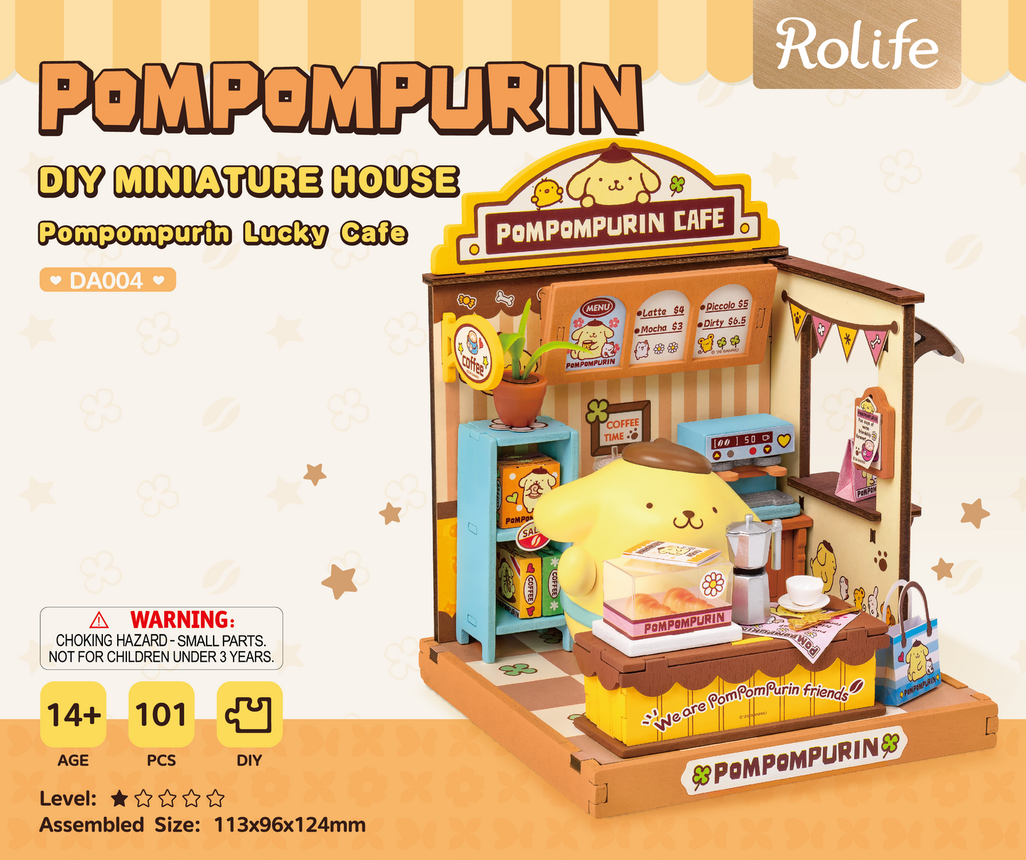 Rolife Pompompurin's Lucky Cafe DIY Miniature House Kit