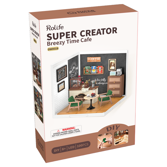 Rolife Super Creator Breezy Time Cafe DIY Miniature House Kit
