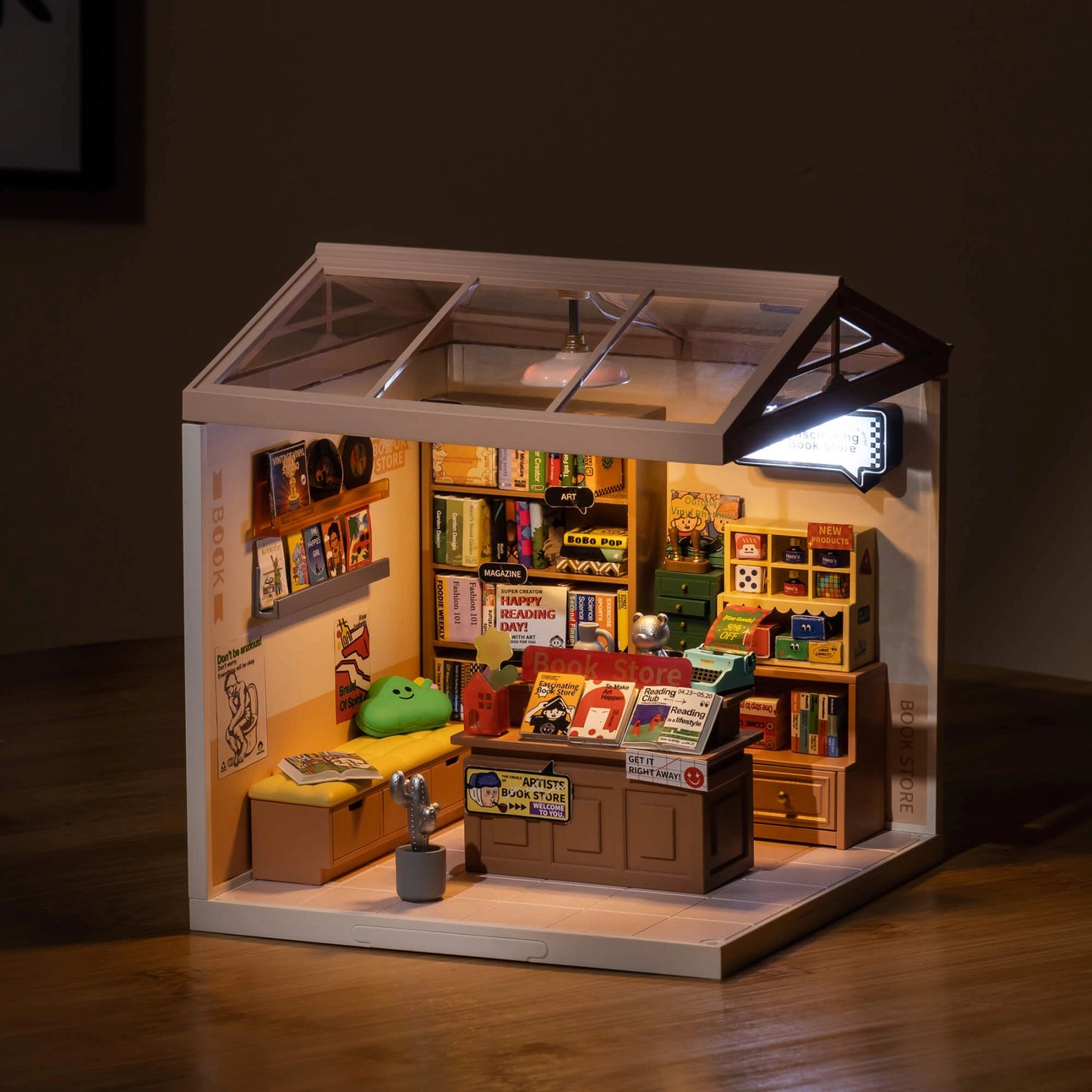 Rolife Super Creator Fascinating Book Store DIY Miniature House Kit