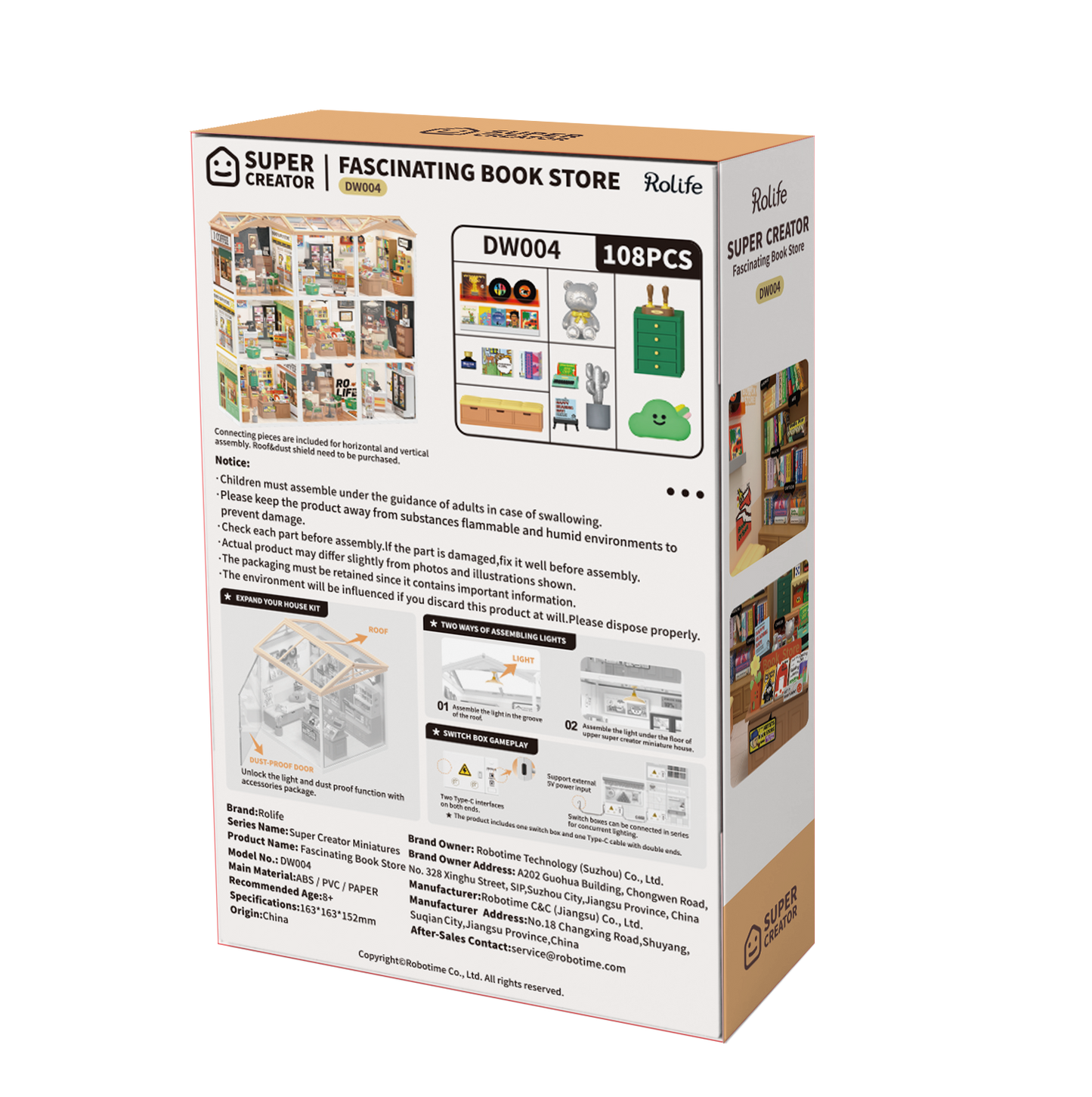 Rolife Super Creator Fascinating Book Store DIY Miniature House Kit