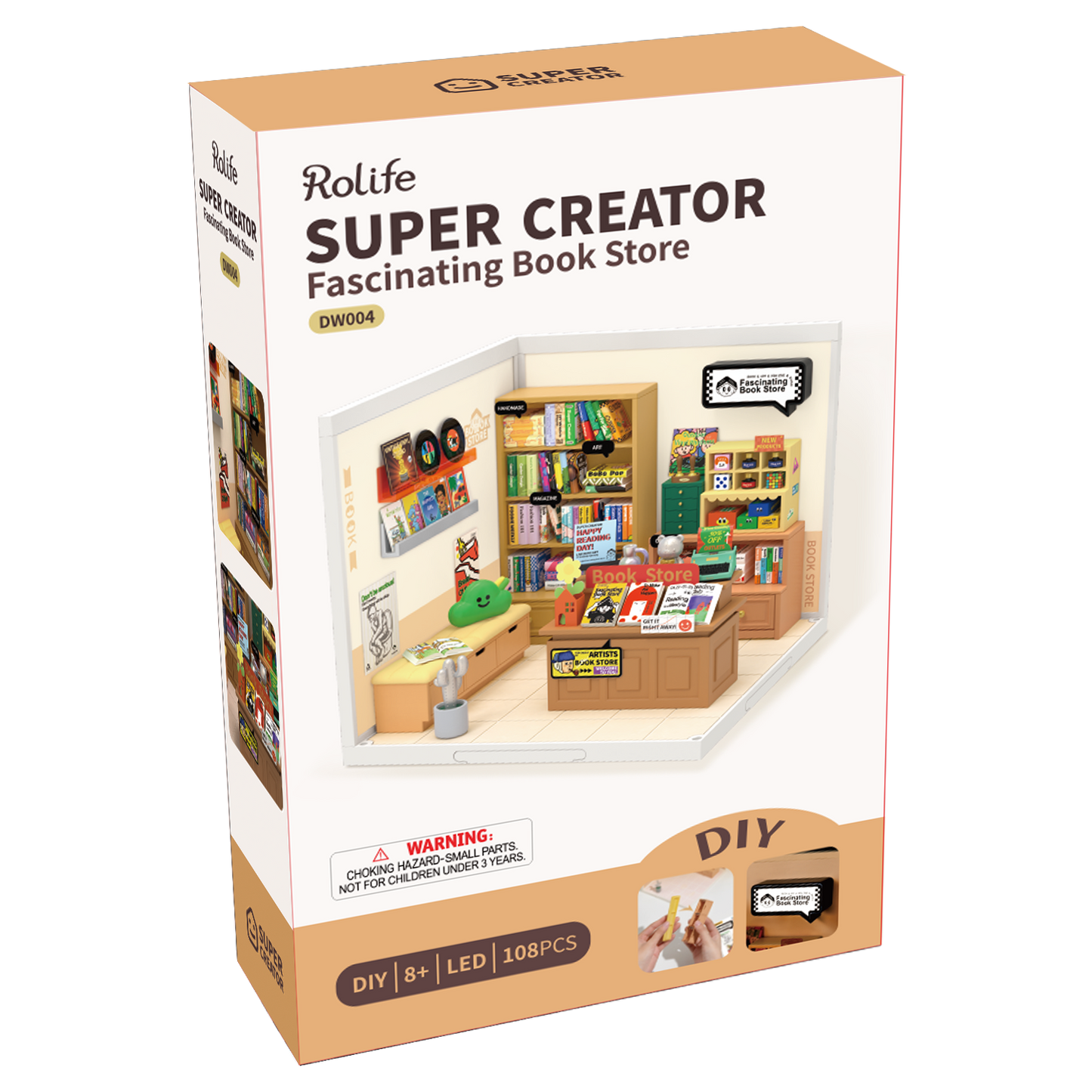 Rolife Super Creator Fascinating Book Store DIY Miniature House Kit