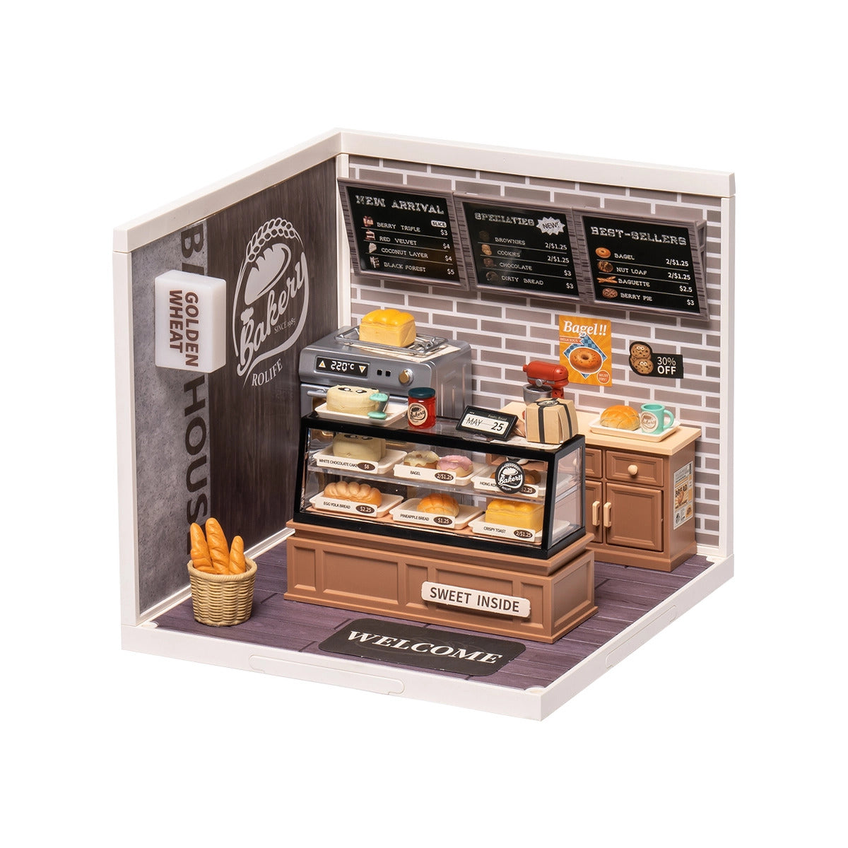 Rolife Super Creator Golden Wheat Bakery DIY Miniature House Kit