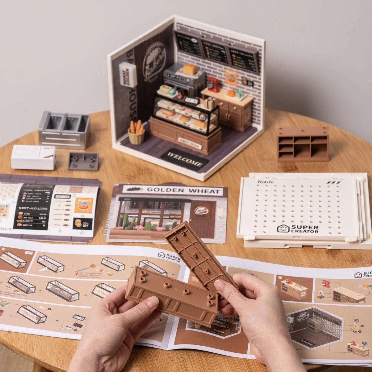 Rolife Super Creator Golden Wheat Bakery DIY Miniature House Kit