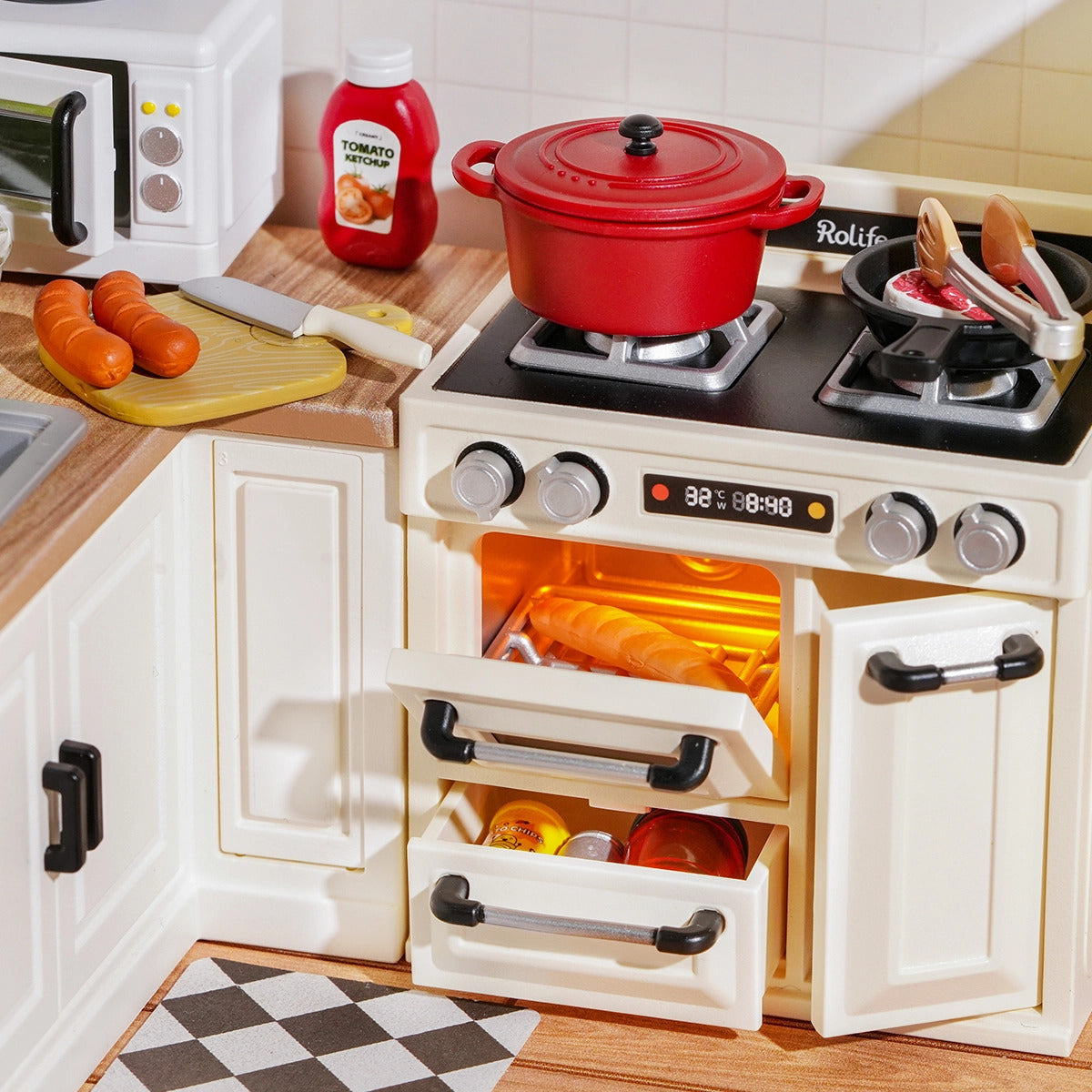 Rolife Super Creator Happy Meals Kitchen DIY Miniature House Kit